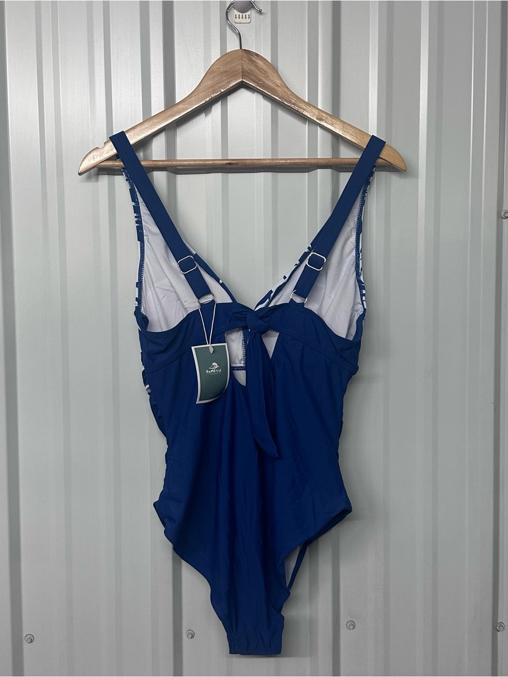 Eomenie Tummy Control Ruched Push Up One Piece Swimsuit Tie Back Bathing Suit - Picture 3 of 11